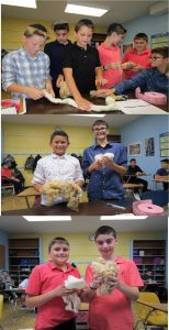Rabbi Lobel's sixth grade learning the first Mishna in Eilu Mitziyos. They were discovering the difference between processed and unprocessed wool.
