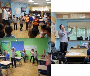 The boys are enjoying our new music program with "Mr. S." They practiced blowing the shofar.