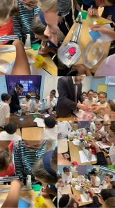 Grades 4, 6 and 7 learned about buoyancy with Rabbi Glustein.