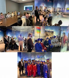 8th grade trip to I-Fly. The boys had a STEM class to understand the science behind the "flight", then they took turns "flying".