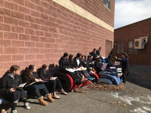 Morah Weiss and the Eighth Grade took advantage of the beautiful weather today!