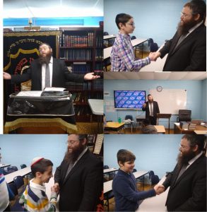 Rabbi Zishe Kohn Shlit"a, shared Divrai Torah with the boys in Yeshiva. He began with a deep halacha shiur to the 7th grade then an engaging Dvar Torah/story to the upper grades. We all left very inspired.