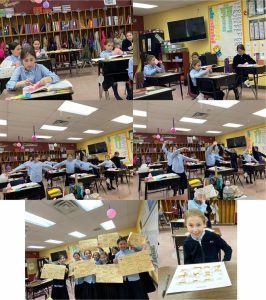 Geometry comes alive in the 4th grade! They used hands on manipulatives to learn about points, lines, segments, and angles.